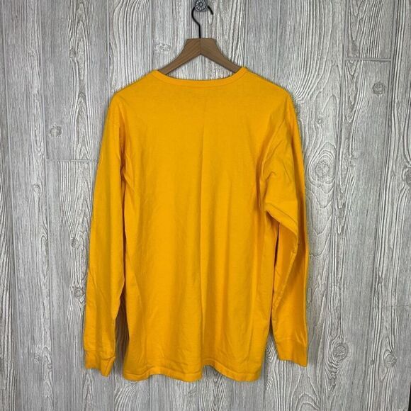 Vintage Champion Men's Size XL Yellow Long Sleeve Classic Logo T-Shirt Crewneck - Picture 4 of 8